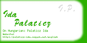 ida palaticz business card